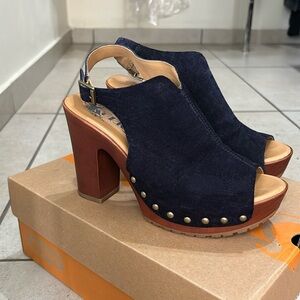 Korks Anja Sandals suede Navy 7